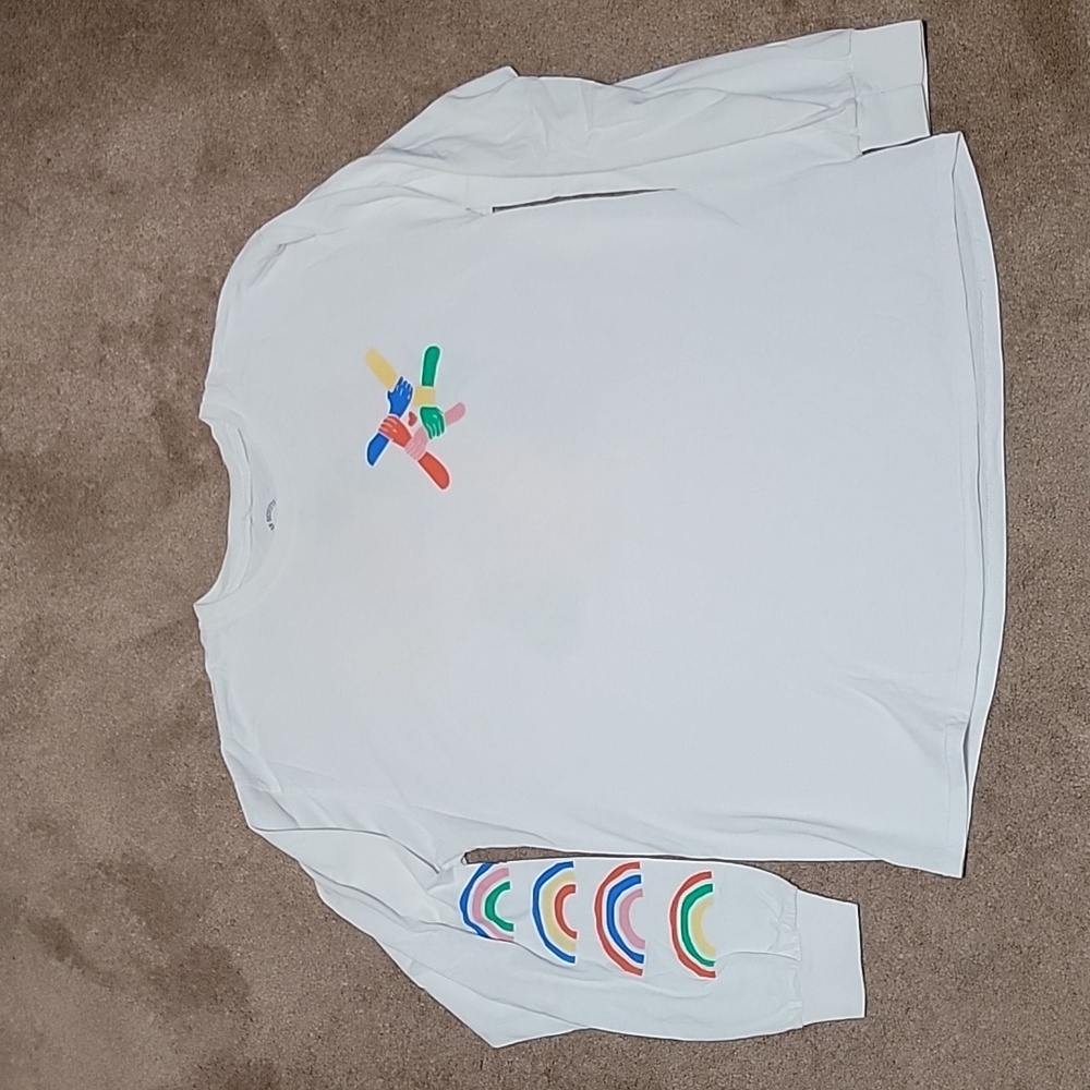 URBAN OUTFITTERS COMMUNITY CARES LONG SLEEVE PRIDE TEE